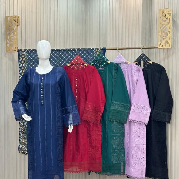 Luxury Embroidered Lawn Suit with Chiffon Dupatta